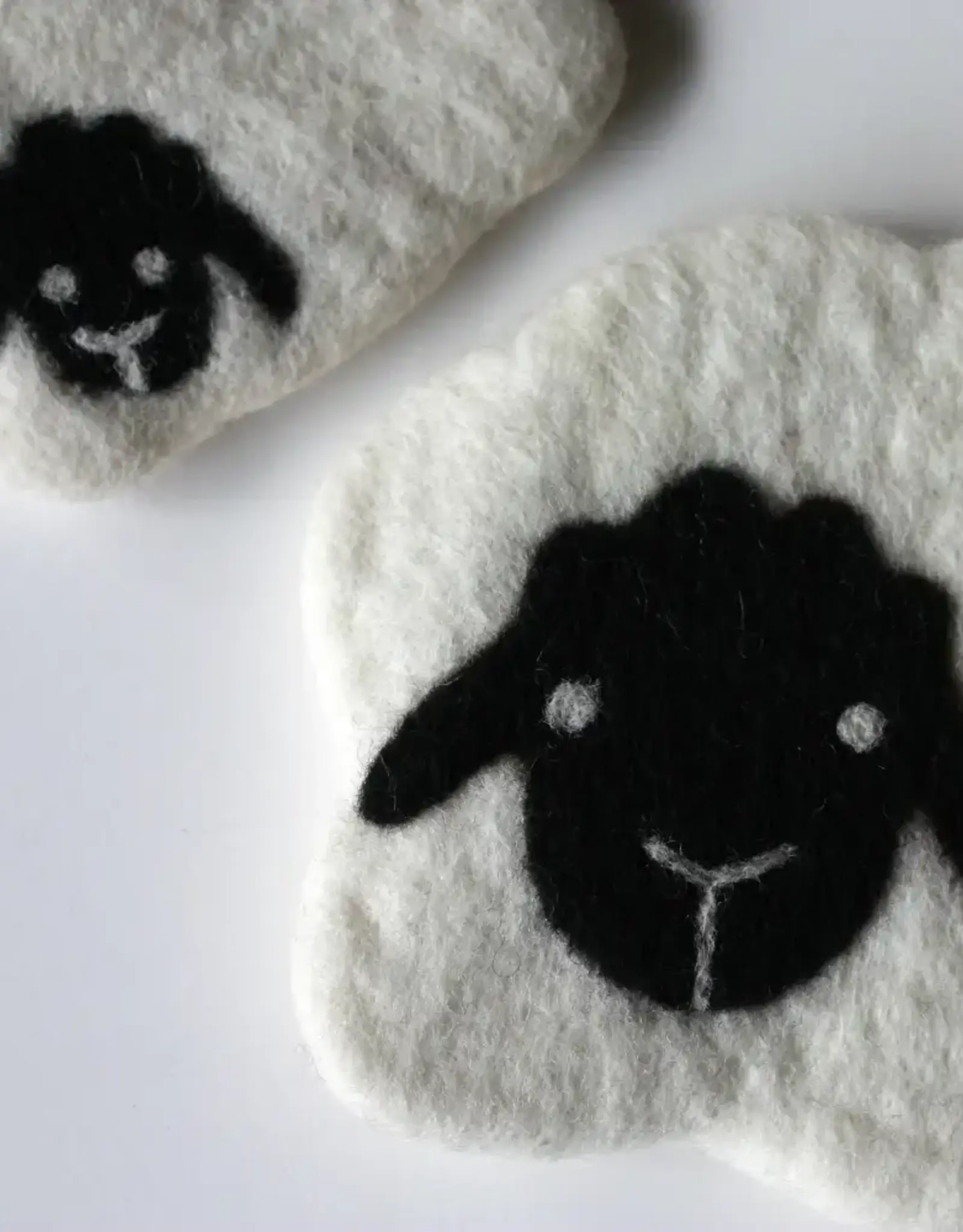 frabjousfibers Mama and Baby Sheep Felt Notions Bag white large