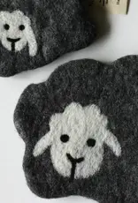 frabjousfibers Mama and Baby Sheep Felt Notions Bag gray large