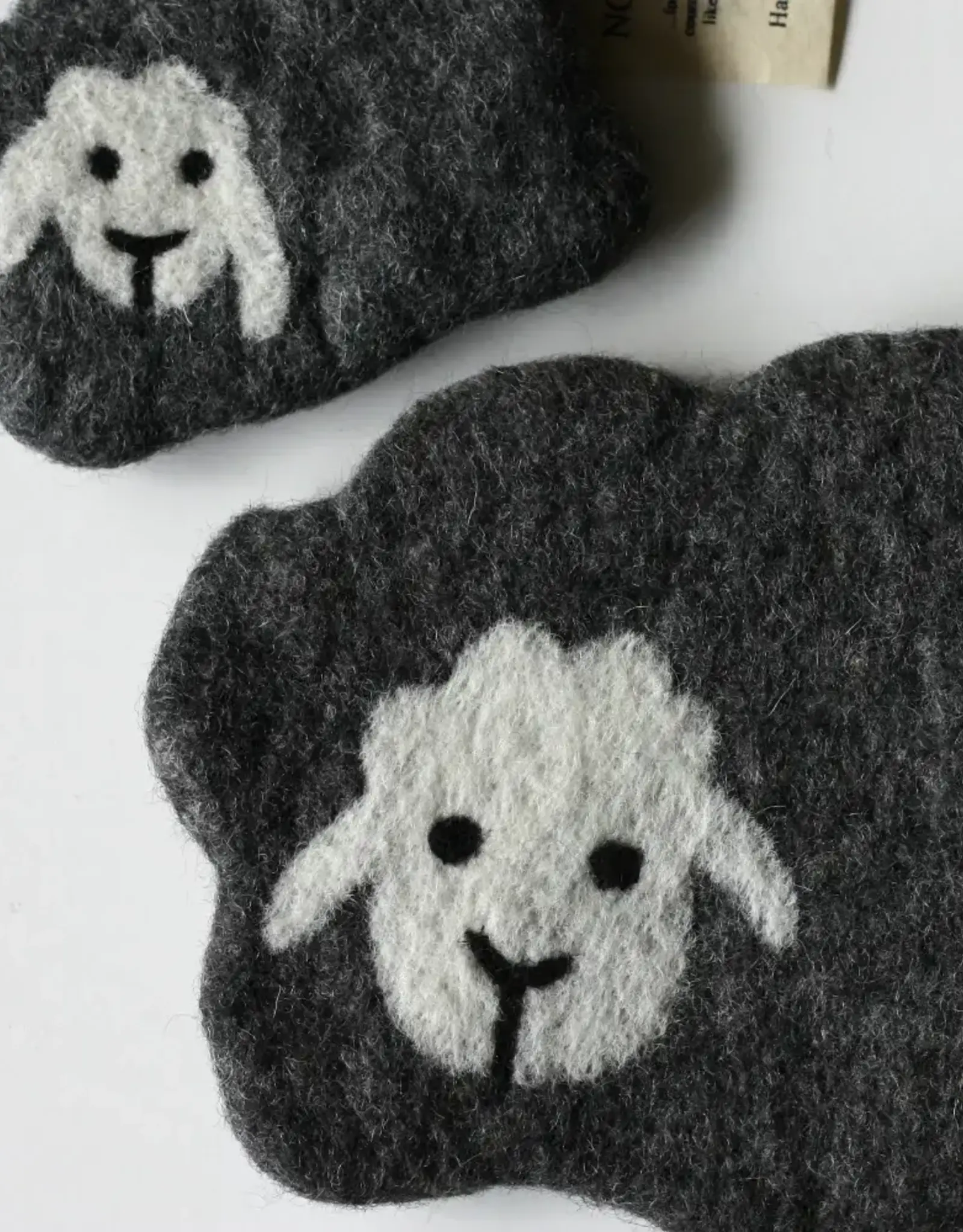 frabjousfibers Mama and Baby Sheep Felt Notions Bag gray small