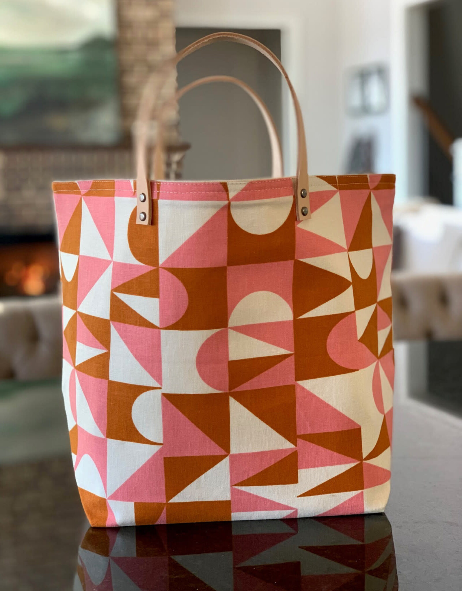 65 South Geometry Rust Bucket Bag