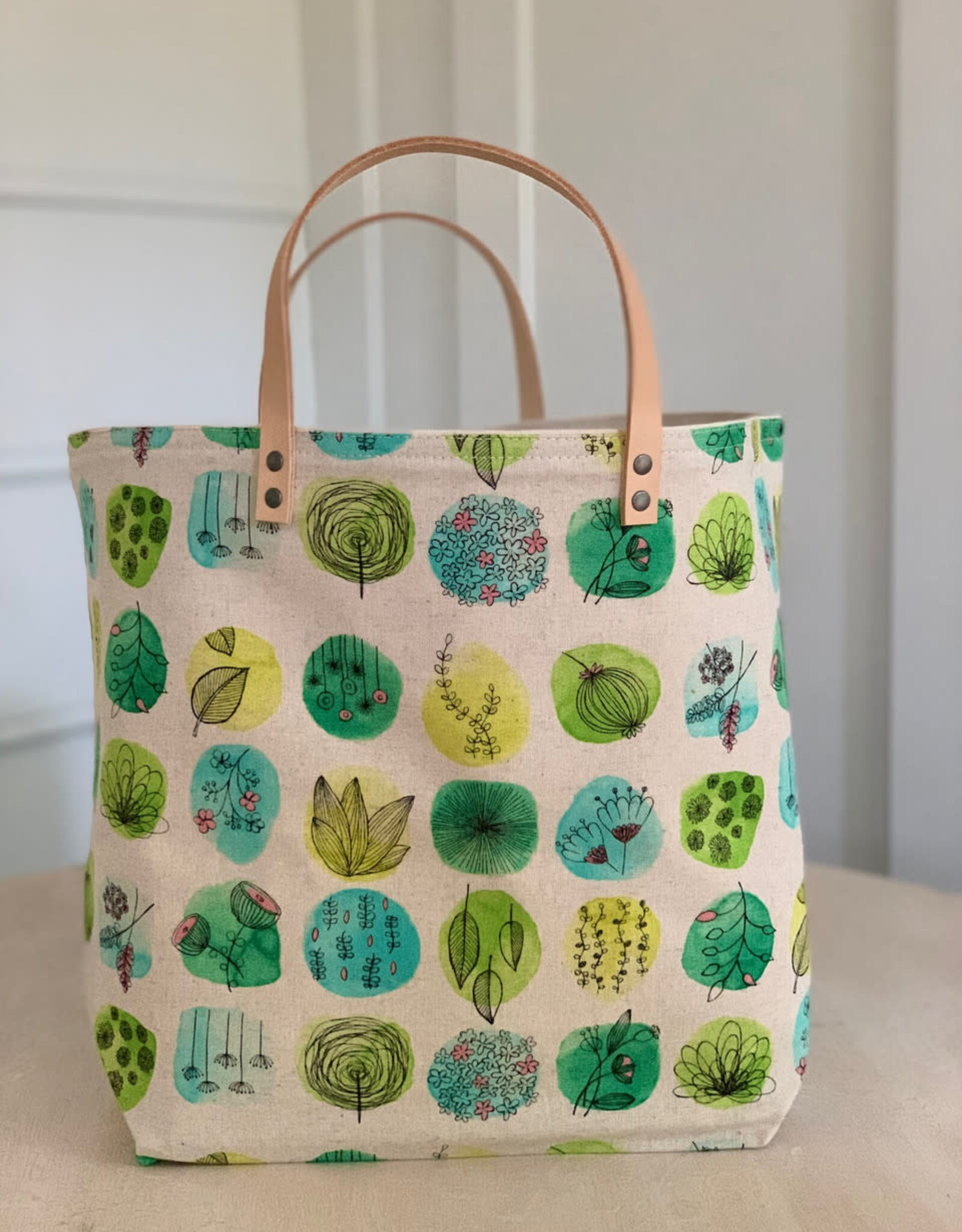 65 South Cool green botanical Bucket Bag