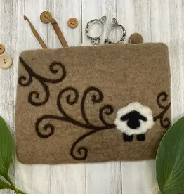 frabjousfibers Sheep with Swirls Notions Bag brown