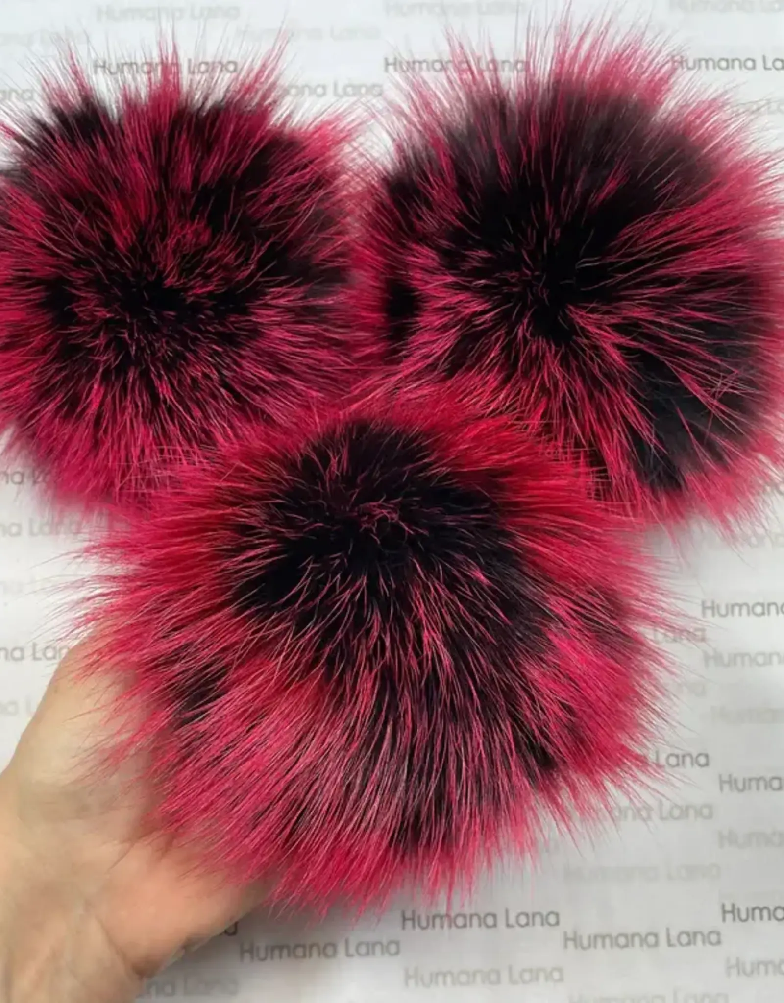 Humana Lana Racoon Fur black and raspberry