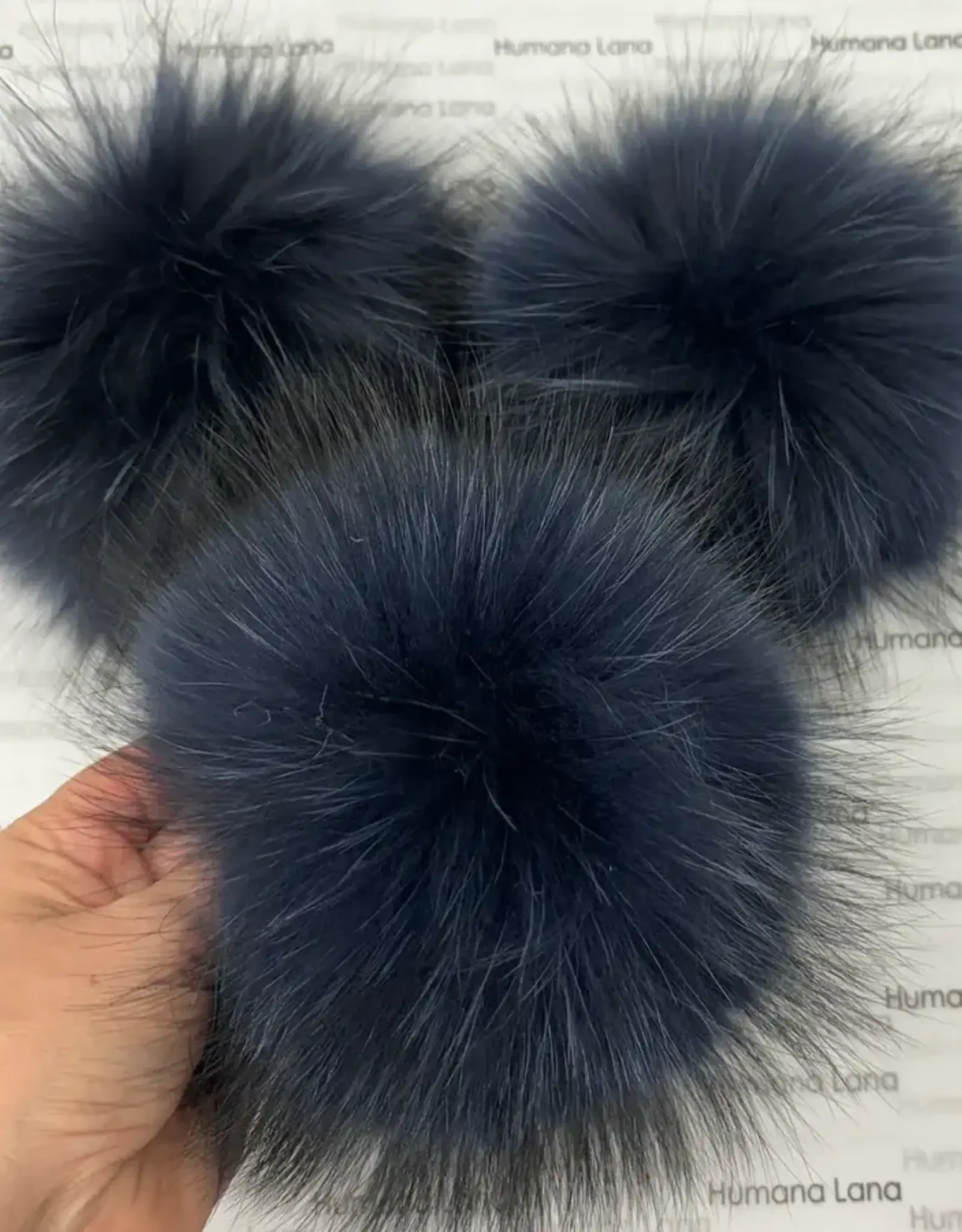 Humana Lana Racoon Fur dark steel blue 17-18 cm