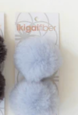 Ikigaifiber Wool Pom Pom 6 cm 2 poms per card light grey