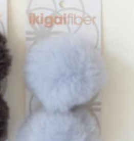 Ikigaifiber Wool Pom Pom 6 cm 2 poms per card light grey