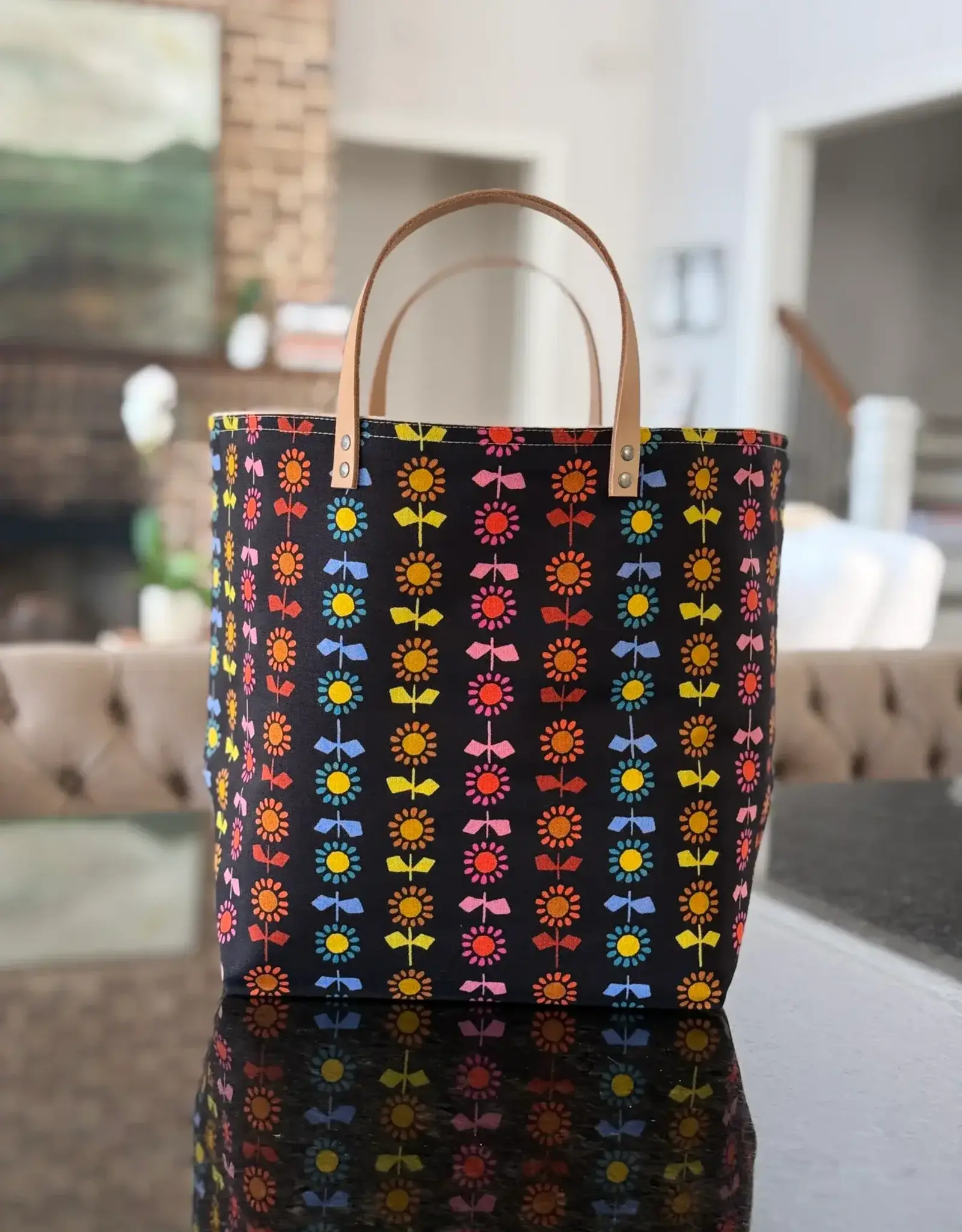 65 South Leaf and Petal Black Bucket Bag