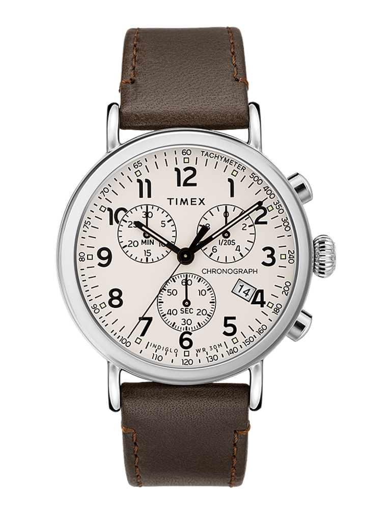 Timex - Standard Chronograph - Silver, Brown, and Cream