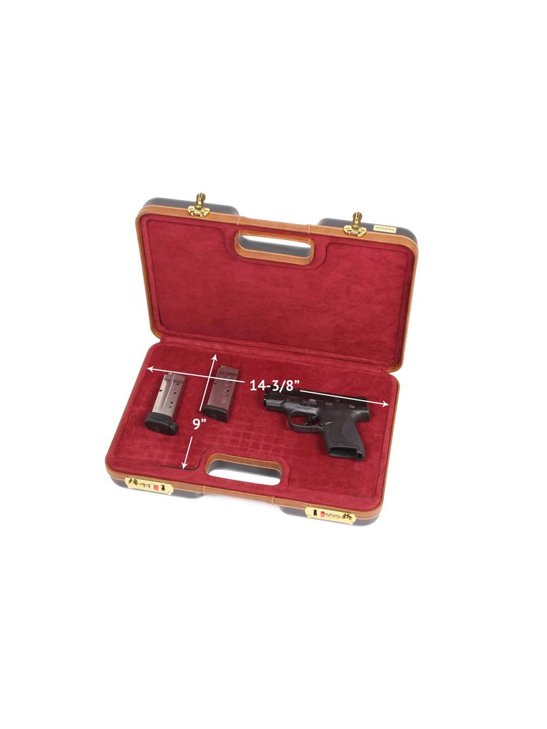 Negrini Cases - Luxury Handgun Case - Black/Cognac Leather/Bordeaux
