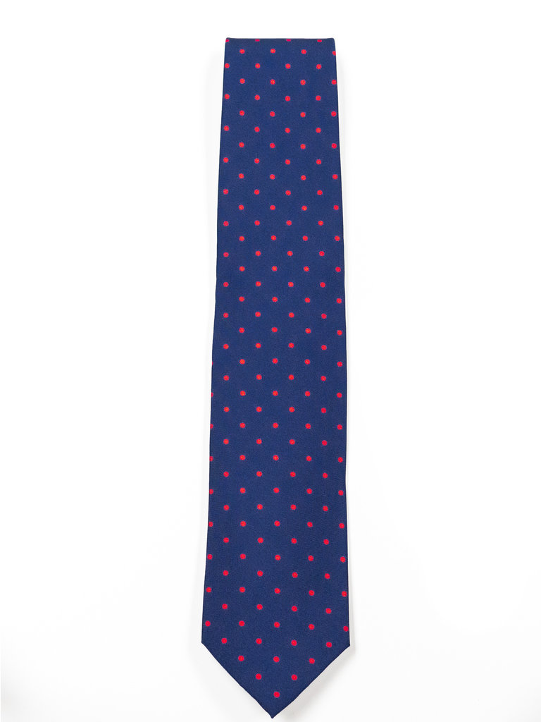 Dick Ferguson's Dick Ferguson's - Silk Neck Tie - Red with Navy Dot
