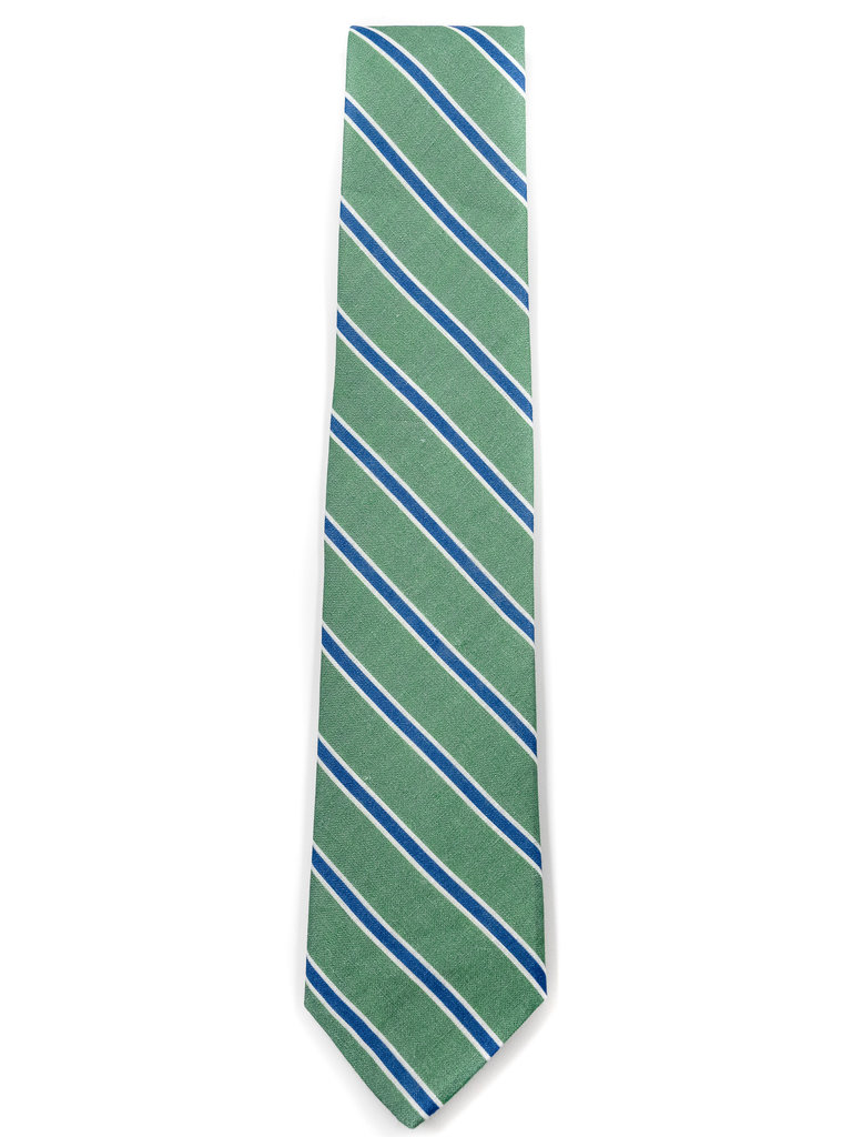 Dick Ferguson's Dick Ferguson's - Linen Neck Tie - Green/Blue Stripe