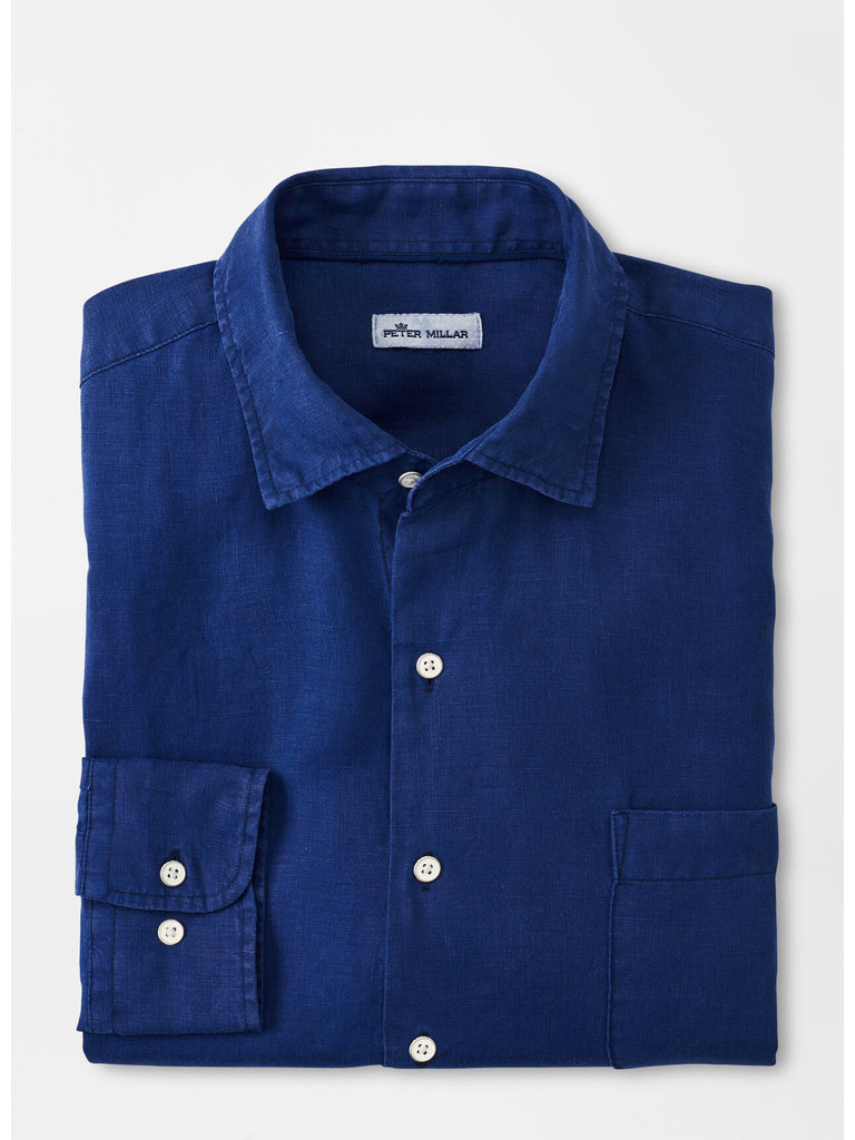 Peter Millar Peter Millar - Coastal Garment-Dyed Linen Sport Shirt - Atlantic Blue