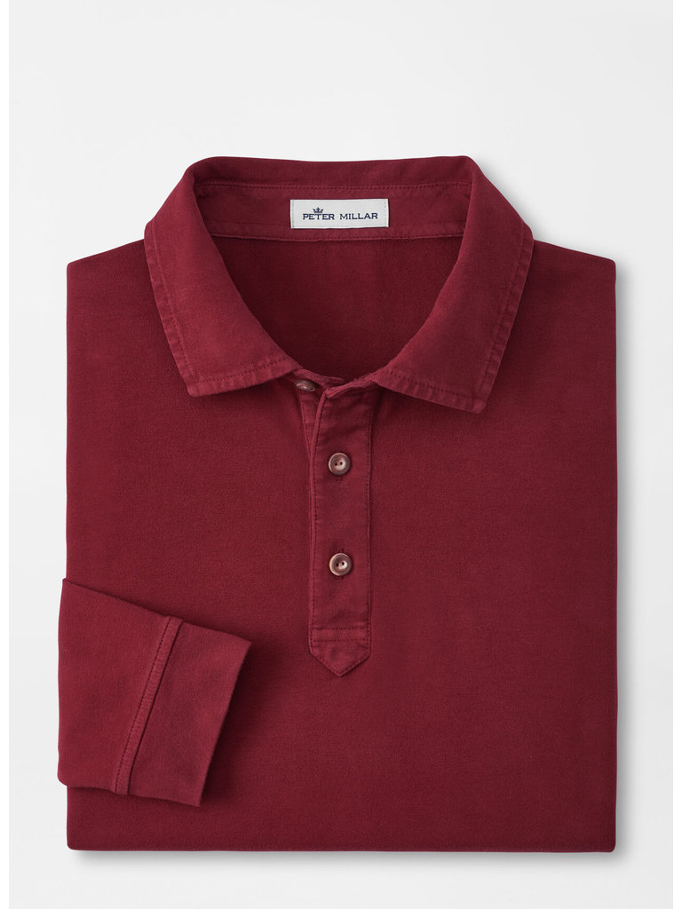 Peter Millar Peter Millar - Lava Wash Jersey Long-Sleeve Polo - Claret