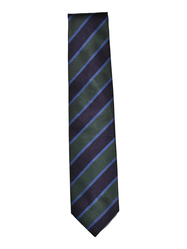 Dick Ferguson's Robert Keyte - Green/Navy Repp Stripe Necktie
