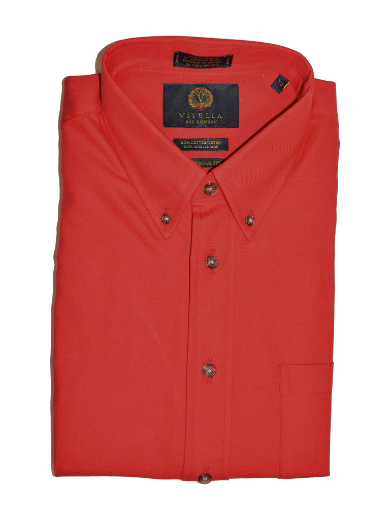 Viyella - Cotton/Wool Solid Sport Shirt - Red