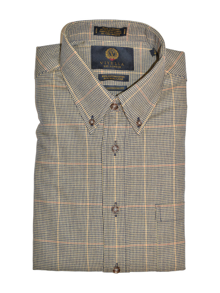 Viyella - Cotton/Wool Sport Shirt - Tan Windowpane