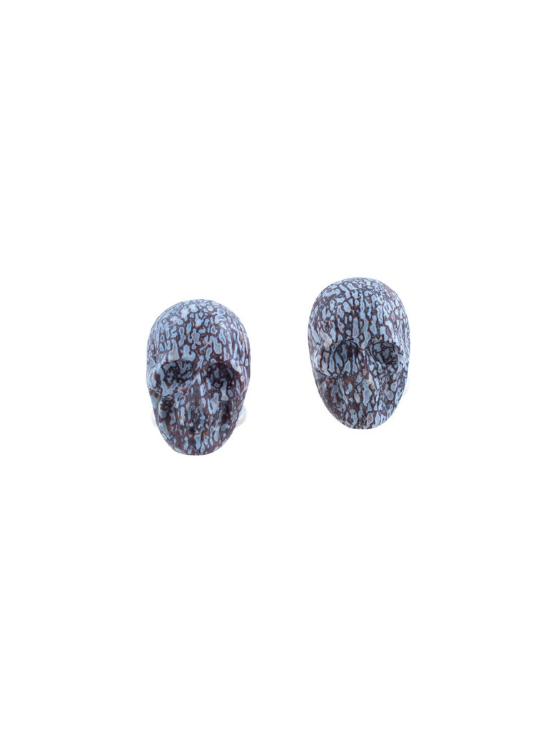 Spivey Spivey - White Fossil Dinosaur Bone Mummy Skull Sterling Cufflinks