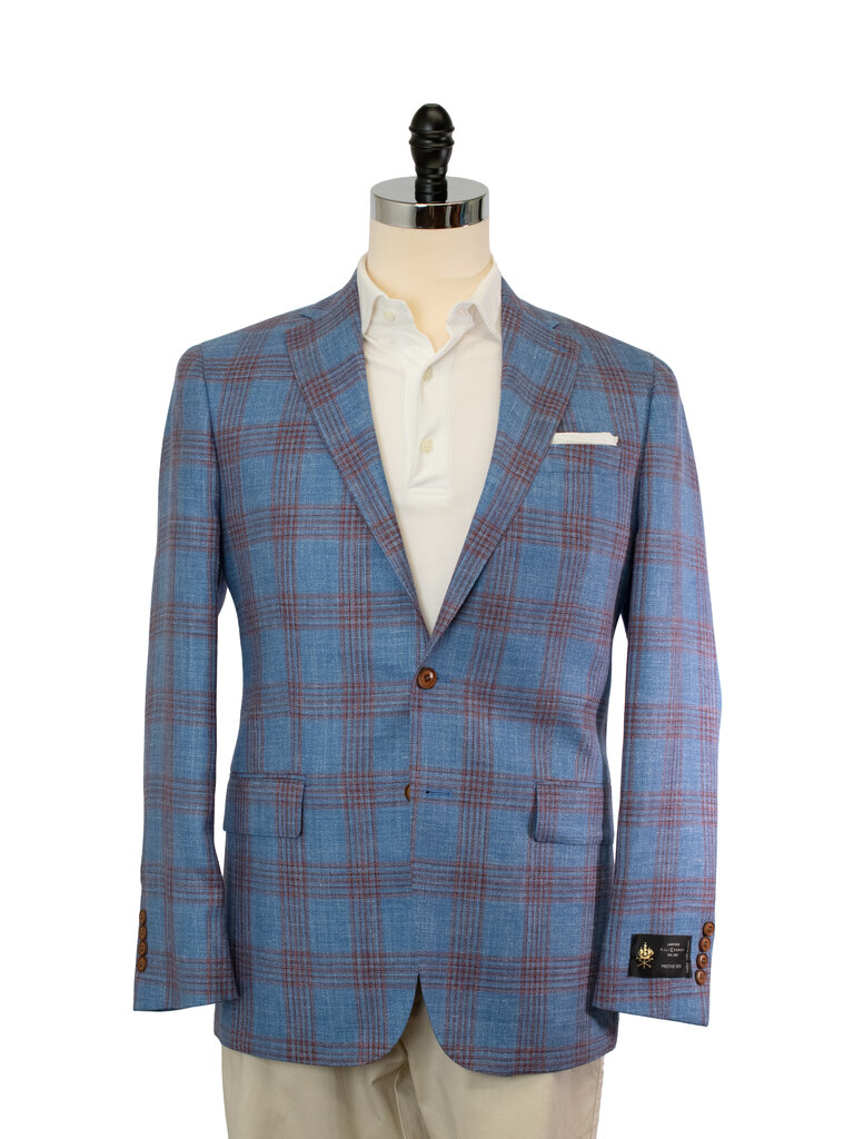 Dick Ferguson's Dick Ferguson's - The Saxon Sport Coat - Blue/Red Linen Plaid