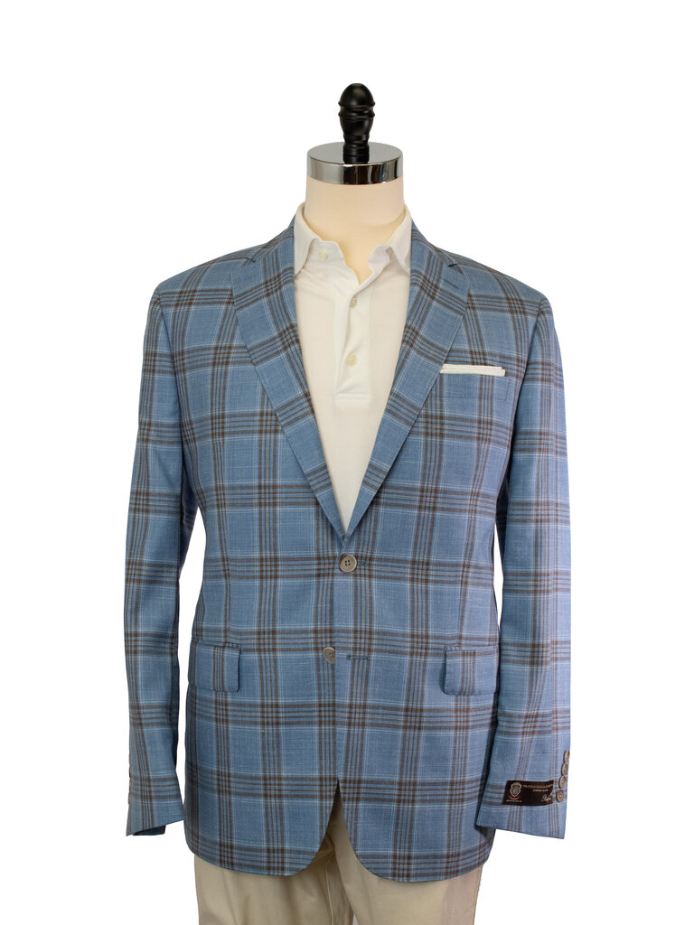 Dick Ferguson's Dick Ferguson's - The Saxon Sport Coat - Light Blue/Chocolate Plaid