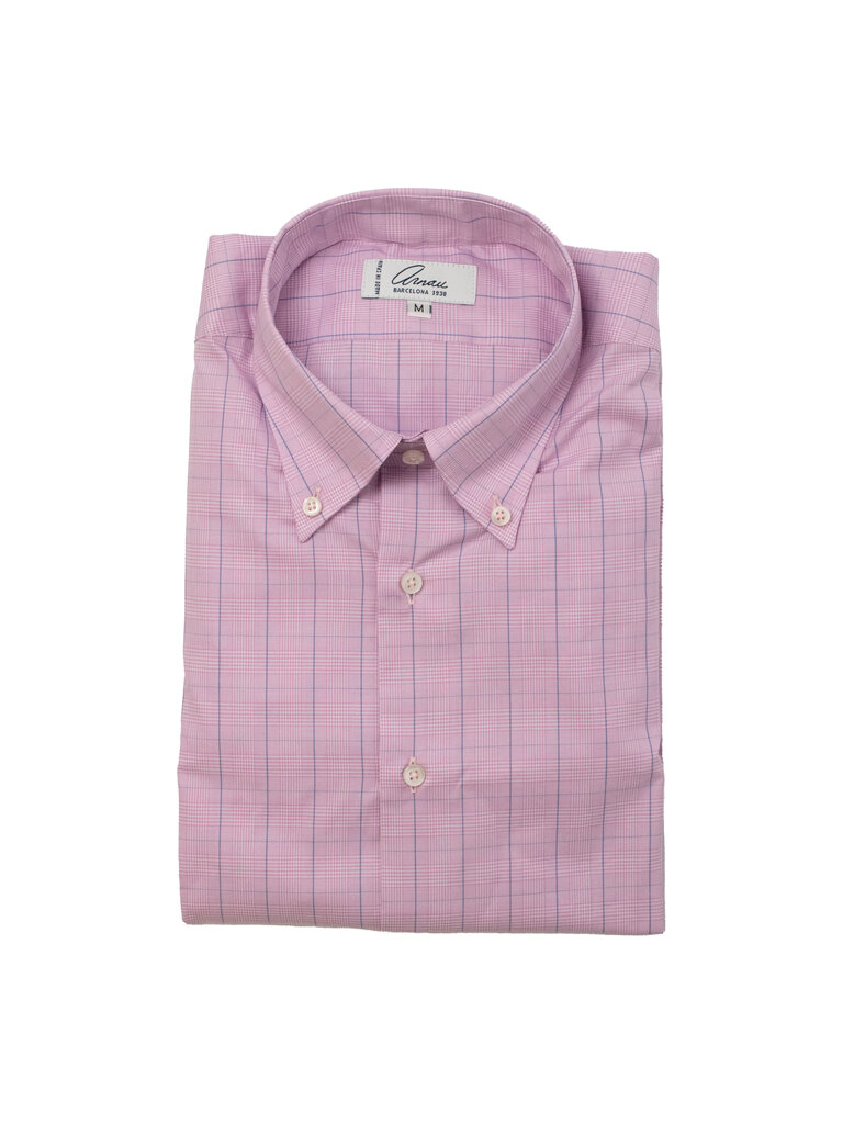 Arnau Arnau - Smith Button Down Dress Shirt - Pink Check Plaid