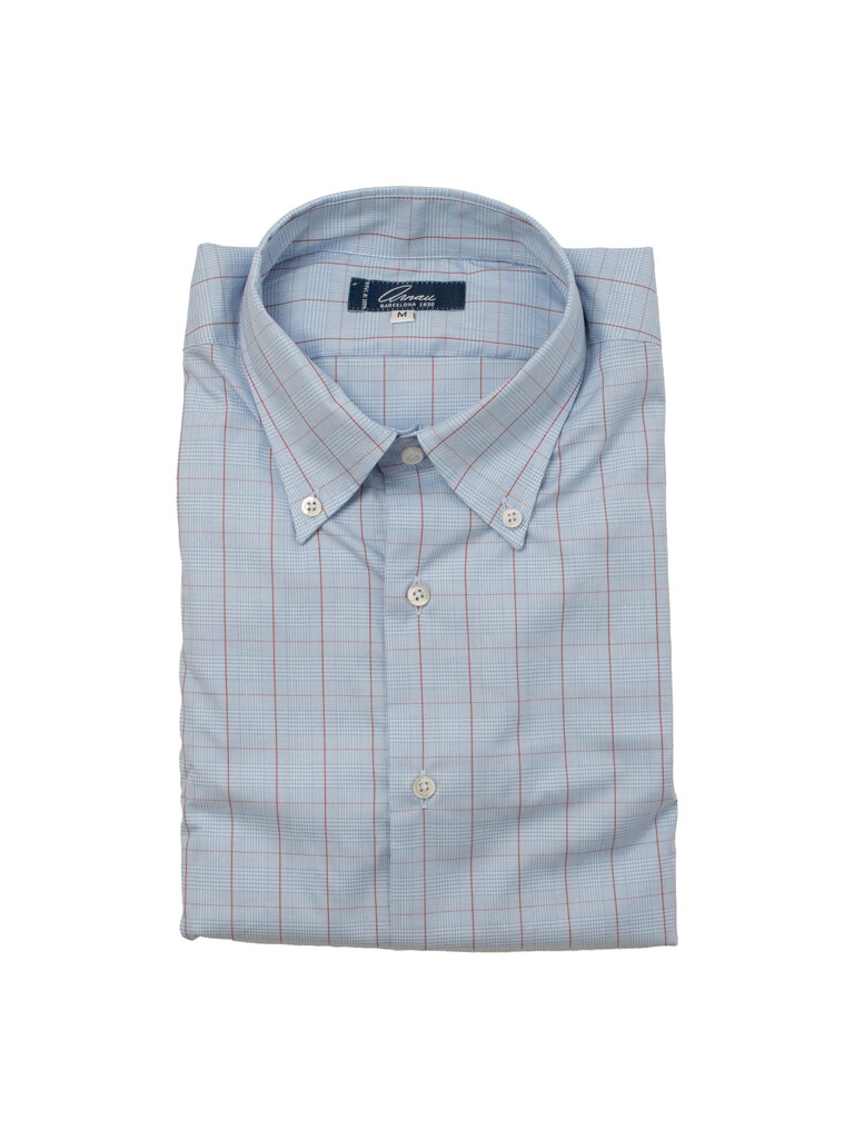 Arnau Arnau - Smith Button Down Dress Shirt - Red/Blue/Wine Windowpane