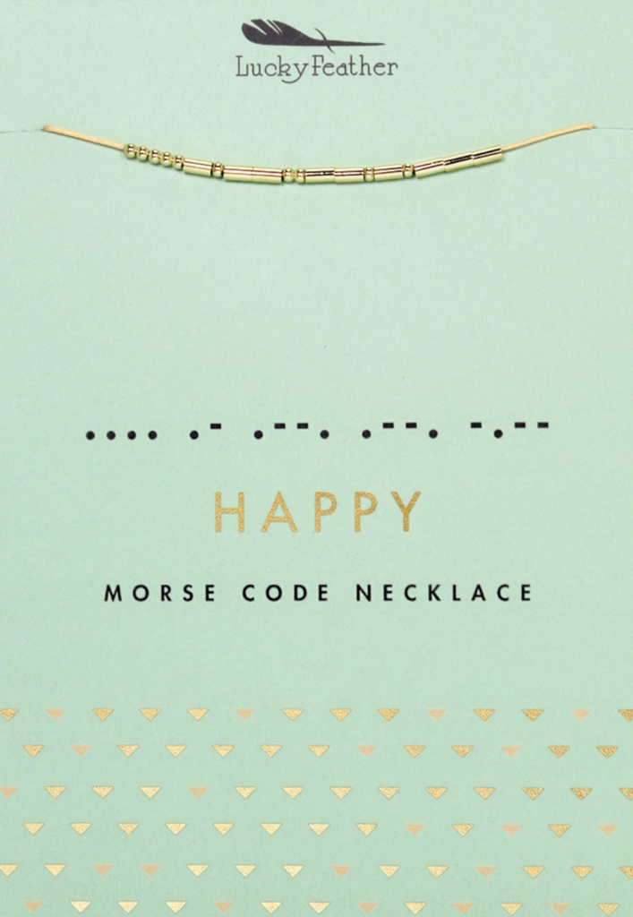 Lucky Feather Morse Code Necklace
