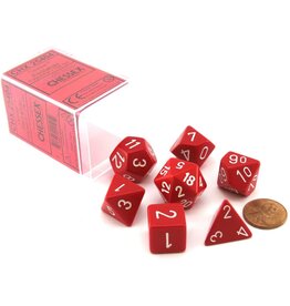 Chessex CHX Opaque Dice: Red/White Poly 7-Die Set 25404