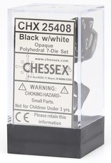 Chessex CHX Opaque Dice: Black/White Poly 7-Die Set 25408