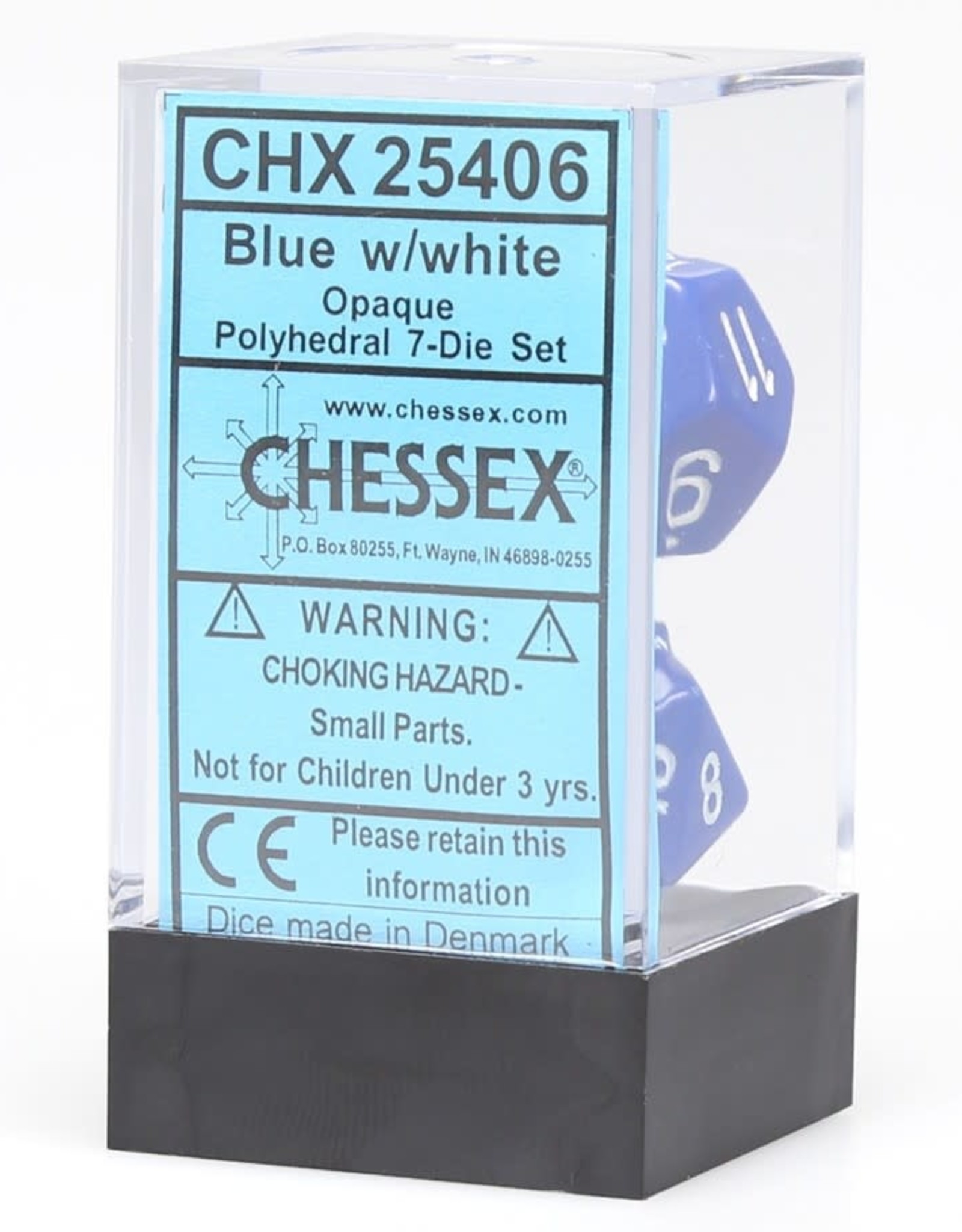 Chessex CHX Opaque Dice: Blue/White Poly 7-Die Set 25406