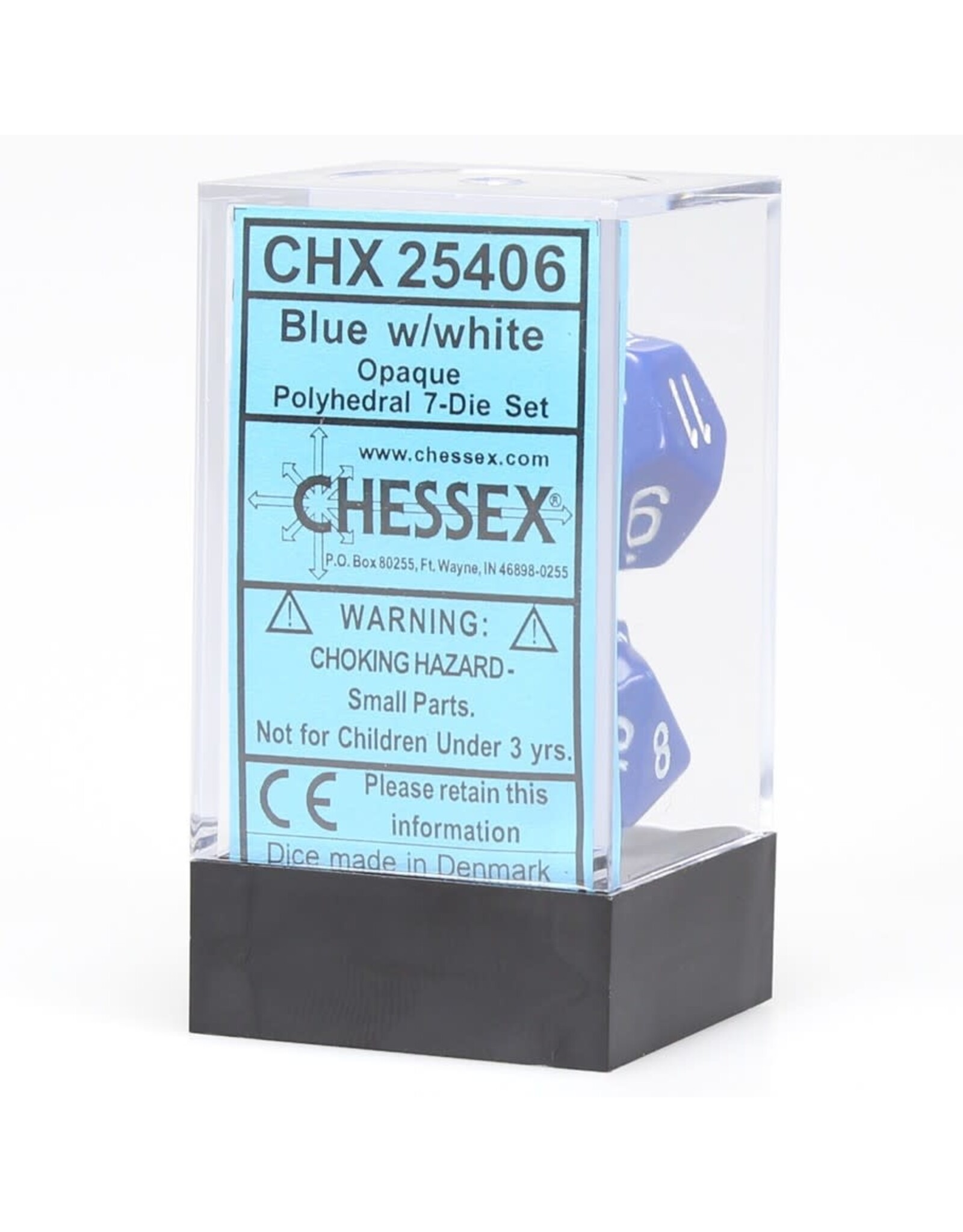 Chessex CHX Opaque Dice: Blue/White Poly 7-Die Set 25406