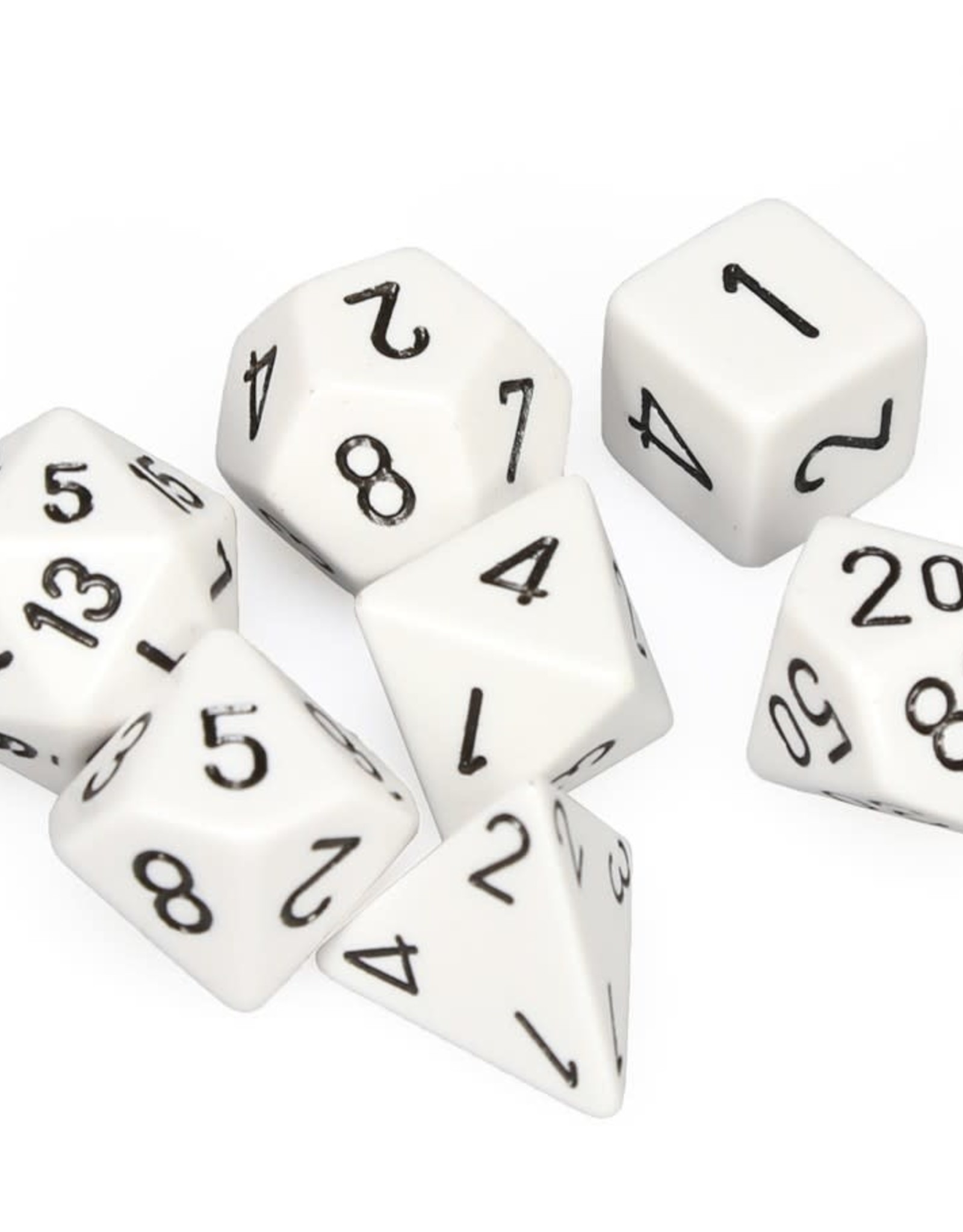 Chessex CHX Opaque Dice: White/Black Poly 7-Die Set 25401