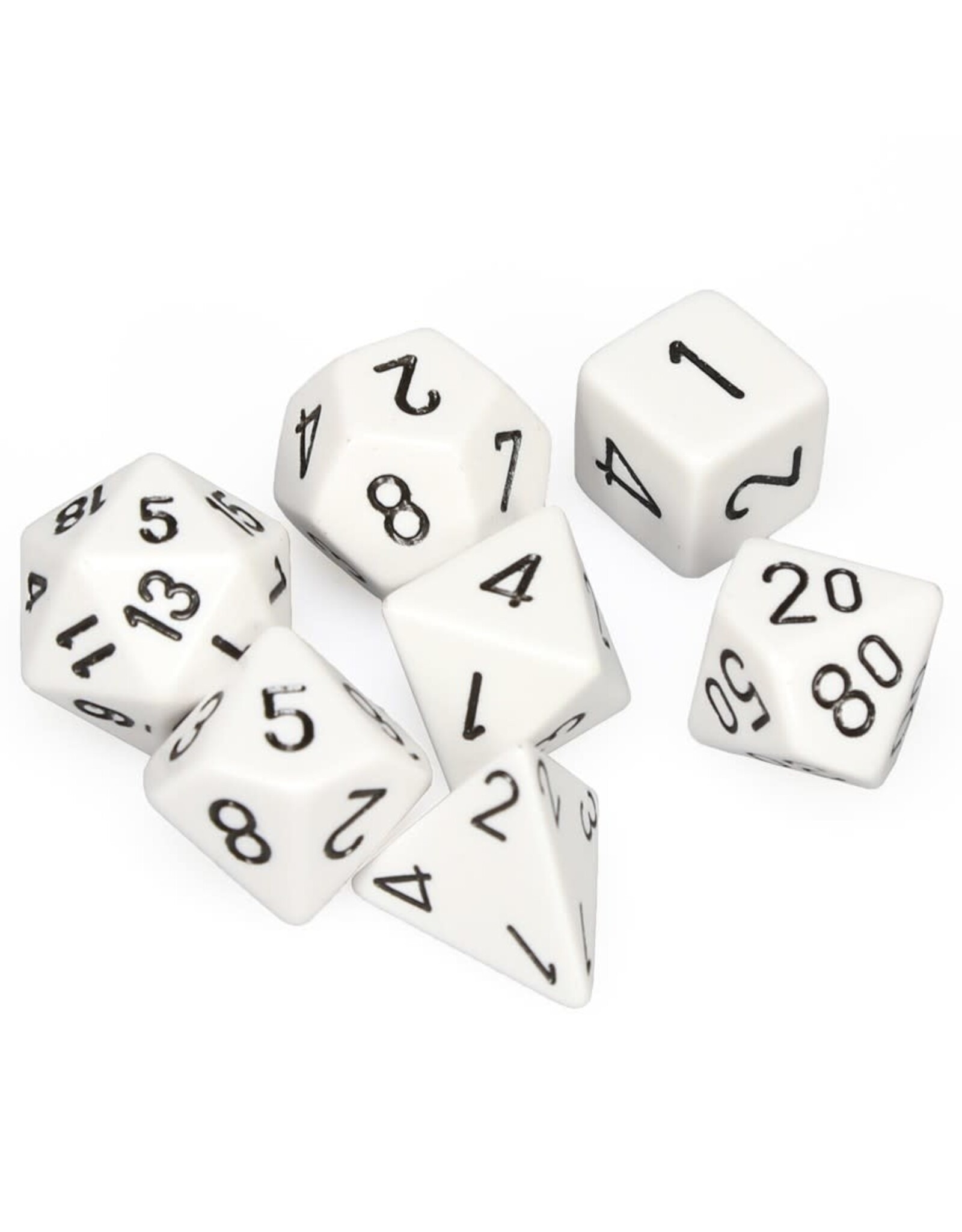 Chessex CHX Opaque Dice: White/Black Poly 7-Die Set 25401