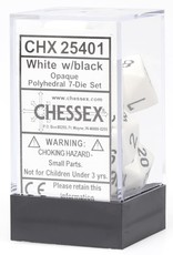Chessex CHX Opaque Dice: White/Black Poly 7-Die Set 25401