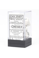 Chessex CHX Opaque Dice: White/Black Poly 7-Die Set 25401