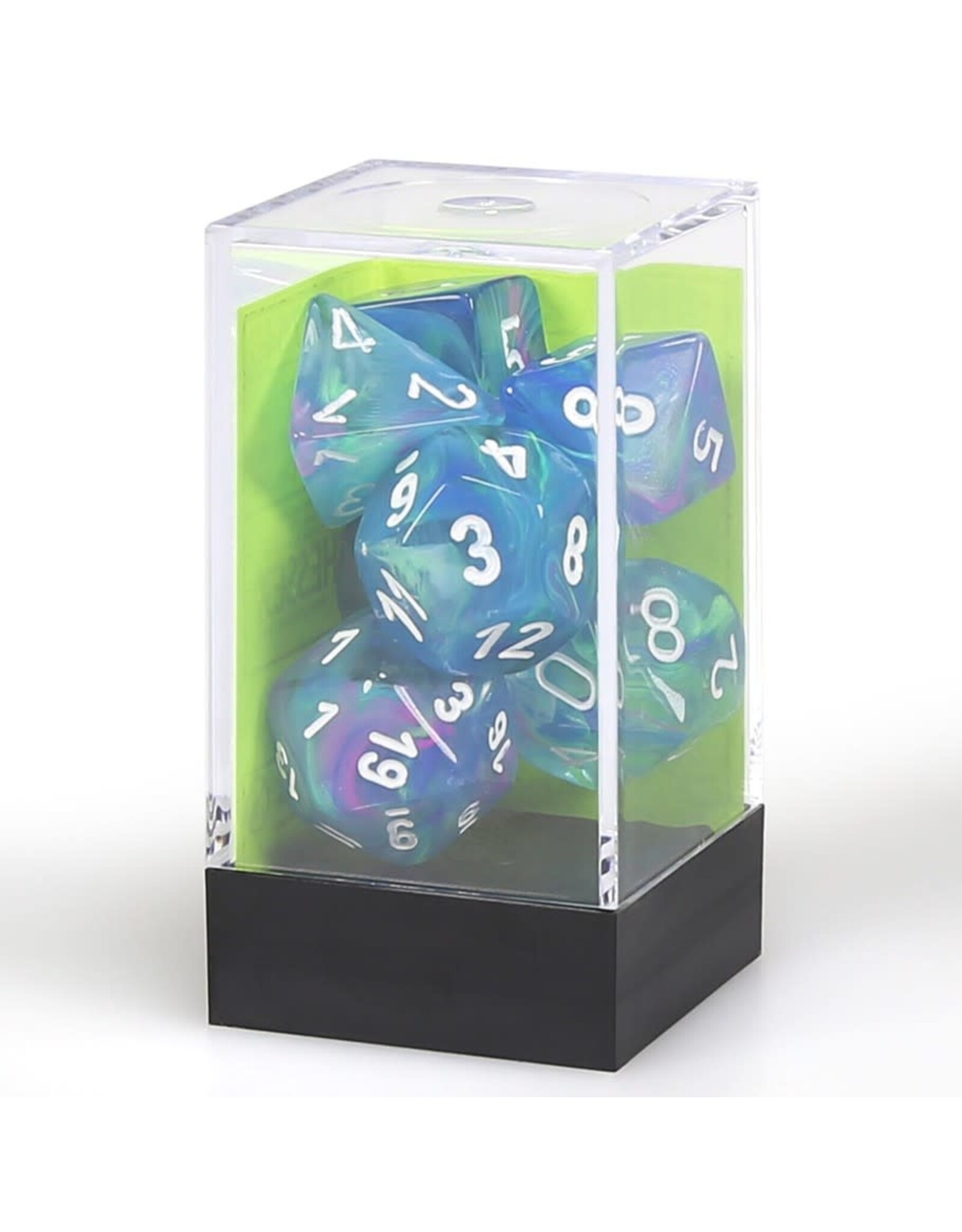 Chessex CHX Festive Dice: Waterlily/White Poly 7-Die Set 27546