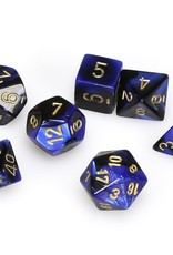 Chessex CHX Gemini Dice: Black-Blue/Gold Poly 7-Die Set 26435