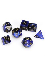 Chessex CHX Gemini Dice: Black-Blue/Gold Poly 7-Die Set 26435