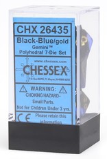 Chessex CHX Gemini Dice: Black-Blue/Gold Poly 7-Die Set 26435