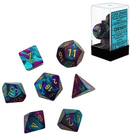 Chessex CHX Gemini Dice: Purple-Teal/Gold Poly 7-Die Set 26449