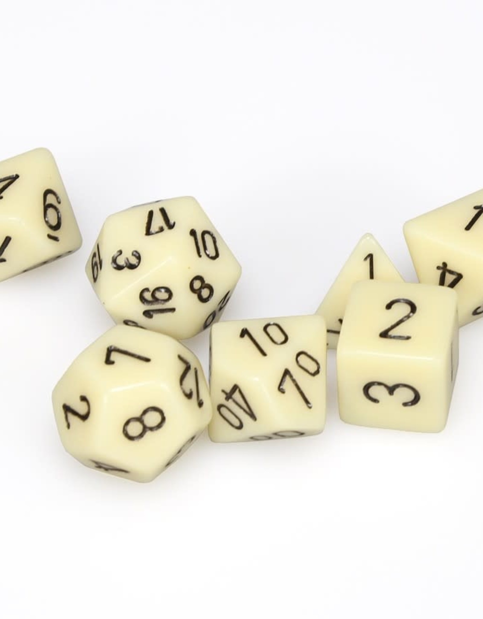 Chessex CHX Opaque Dice: Ivory/Black Poly 7-Die Set 25400