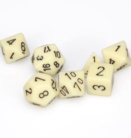 Chessex CHX Opaque Dice: Ivory/Black Poly 7-Die Set 25400