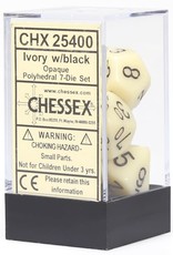 Chessex CHX Opaque Dice: Ivory/Black Poly 7-Die Set 25400