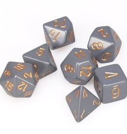 Chessex CHX Opaque Dice: Dark Grey/Copper Poly 7-Die Set 25420