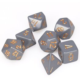 Chessex CHX Opaque Dice: Dark Grey/Copper Poly 7-Die Set 25420