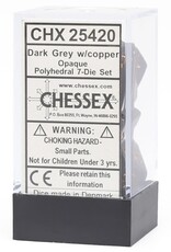 Chessex CHX Opaque Dice: Dark Grey/Copper Poly 7-Die Set 25420