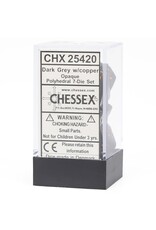 Chessex CHX Opaque Dice: Dark Grey/Copper Poly 7-Die Set 25420