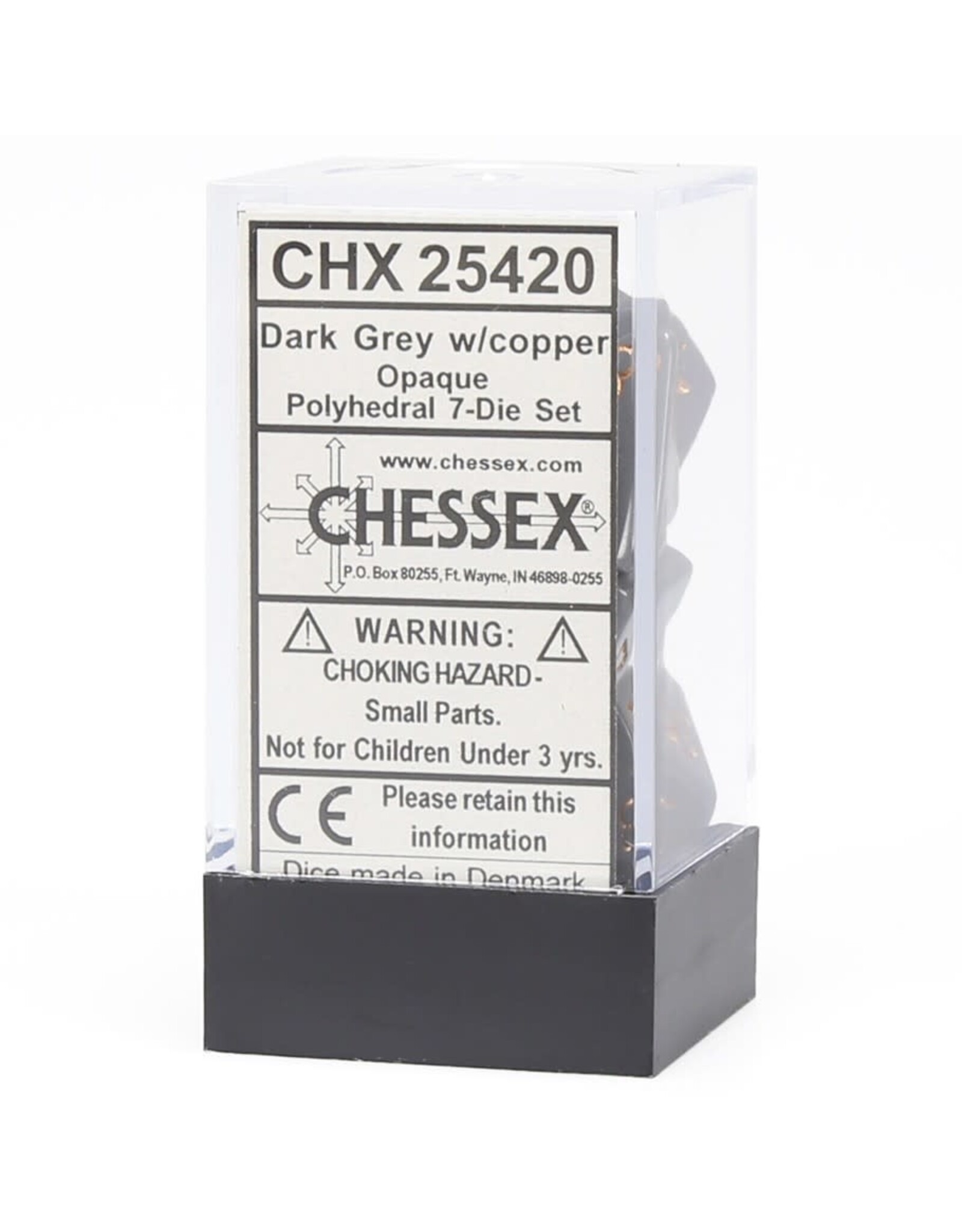 Chessex CHX Opaque Dice: Dark Grey/Copper Poly 7-Die Set 25420