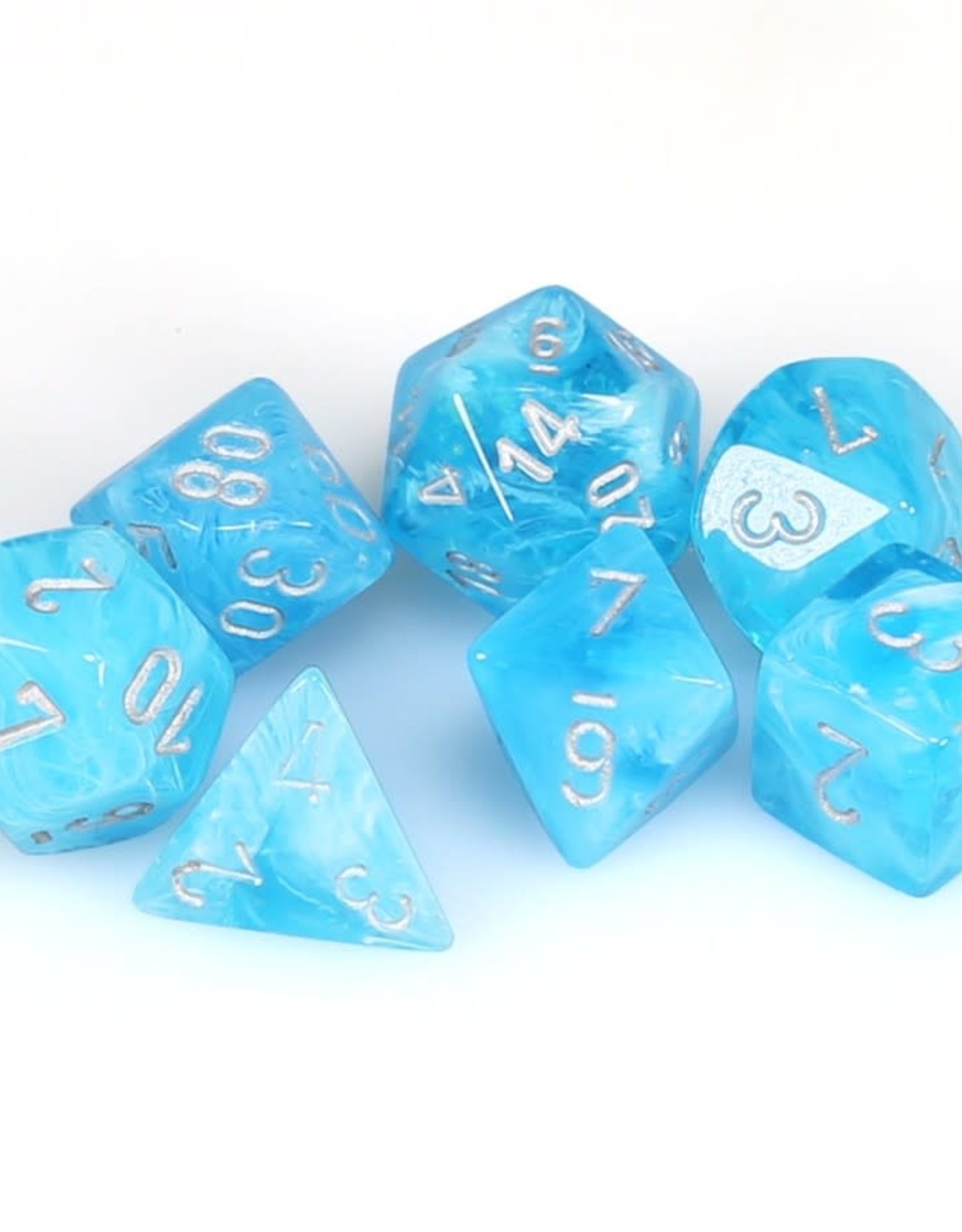 Chessex CHX Luminary Dice: Sky/Silver Poly 7-Die Set 27566