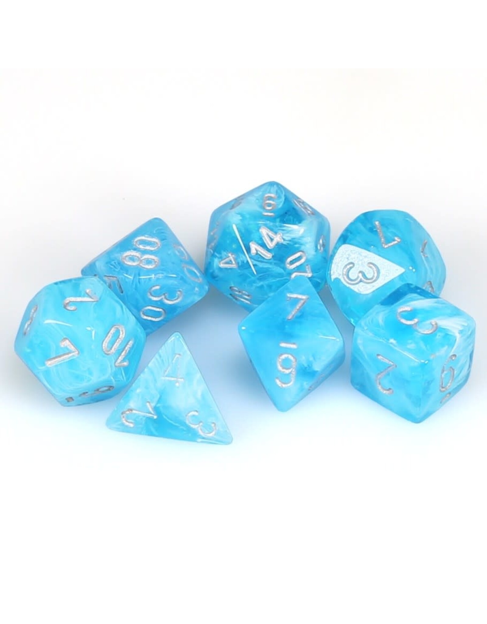 Chessex CHX Luminary Dice: Sky/Silver Poly 7-Die Set 27566