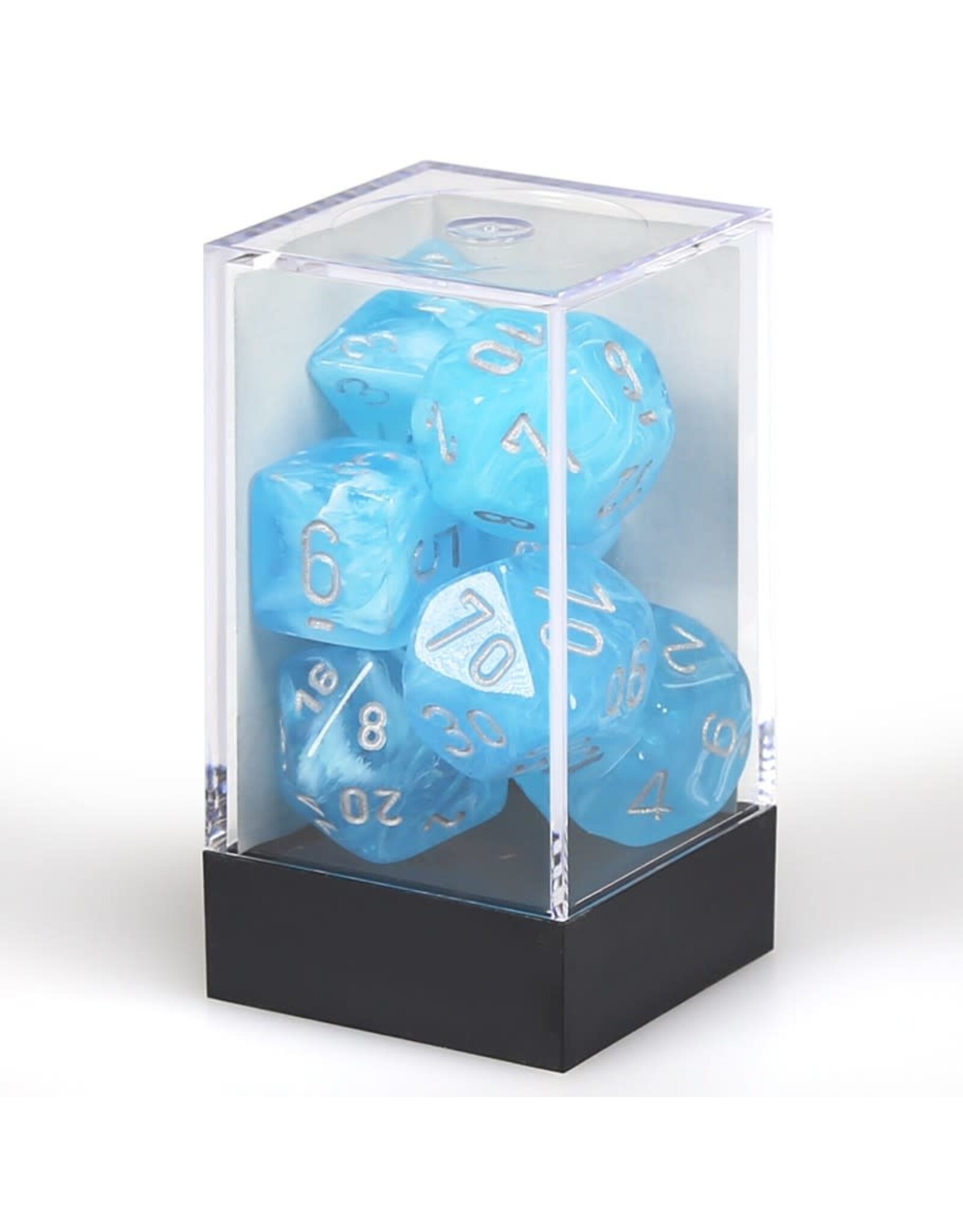Chessex CHX Luminary Dice: Sky/Silver Poly 7-Die Set 27566